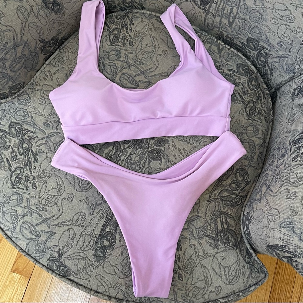 ZAFUL High Cut Bikini Padded U-Neck Two Piece - Lilac Lavender Size 4
